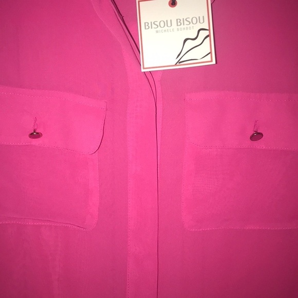 Bisou Bisou Sheer Pink Blouse S NWT - Picture 4 of 8